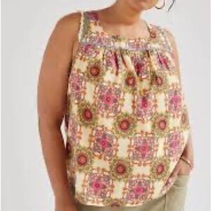 Anthropologie Let Me Be Abstract Ruffled Tank -